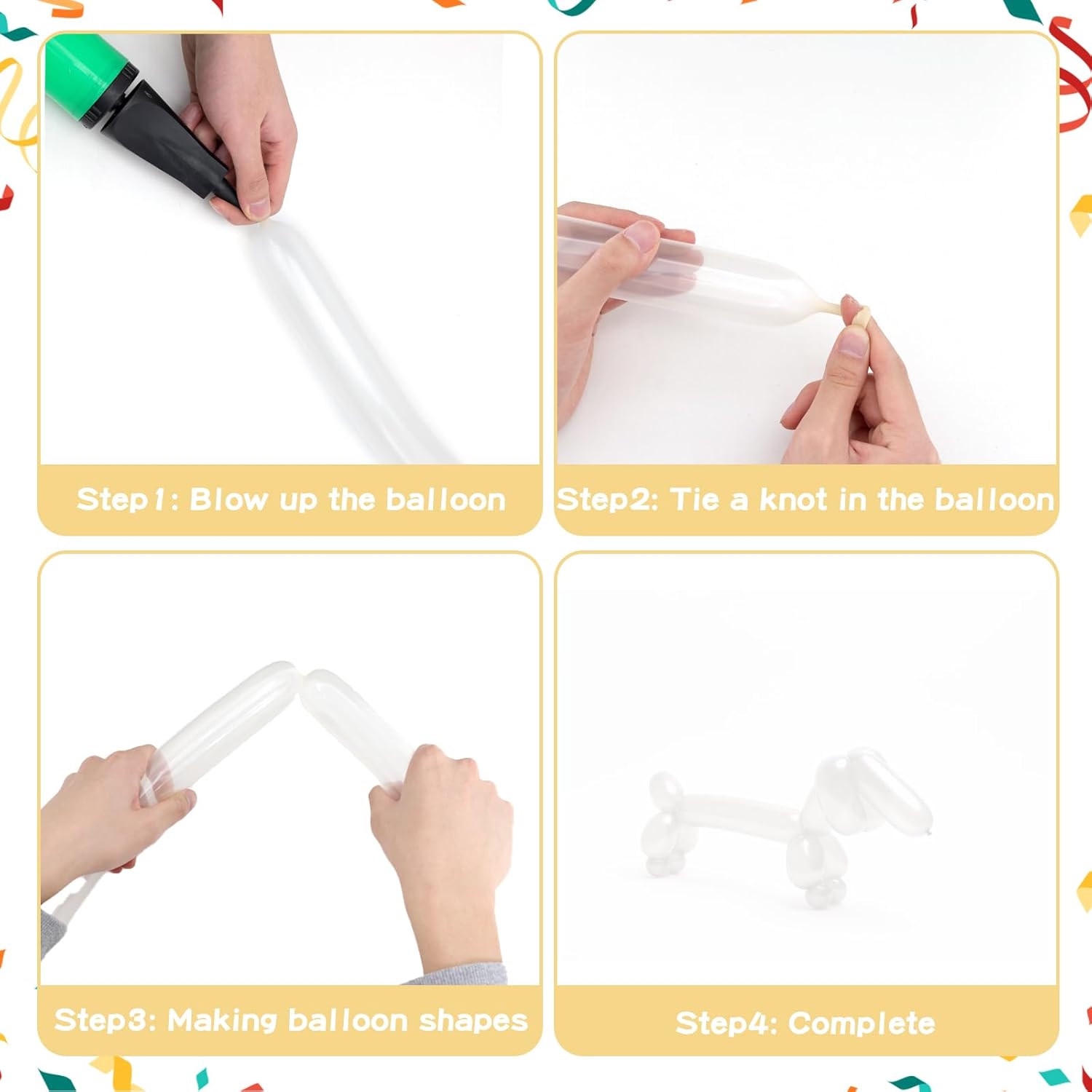 RUBFAC Clear Long Skinny Latex Balloons - 100pcs Transparent Twisting Balloons for Kids' Parties & Decorations