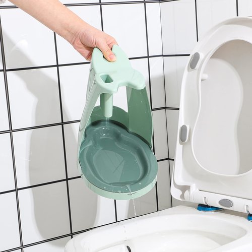 Cq acrylic Toilet Brush and Plunger Set,Green 3 in 1 Bathroom Scrubber Plunger and Angled Toilet Bowl Brush & Scrubber Combo with Holder and Rim Cleaner for Camper,Rv,Apartment,New Home,Set of 1