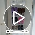QUMENEY 24-Pocket Over-The-Door Shoe Organizer, Hanging Mesh Holder - 1pc