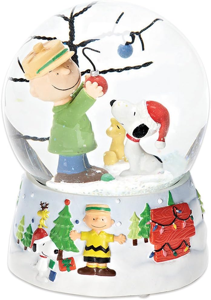 Roman Peanuts Musical Water Globe - Snoopy & Charlie Brown - 100mm Christmas Decoration