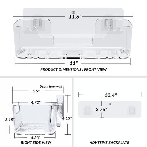 COLINCH Bathtub Toy Storage – Clear Bath Toy Holder with Drainage Holes, Wall-Mounted No-Drill Organizer for Kids’ Tub Toys