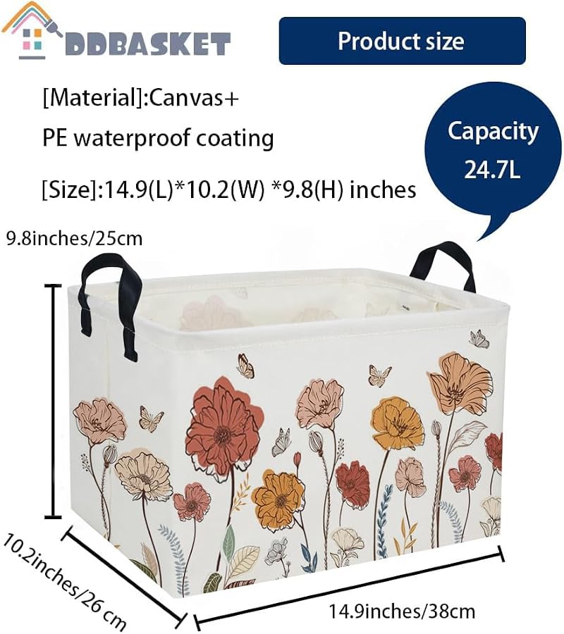 Flower Cluster Rectangular Storage Basket - Cute Organizer Bin