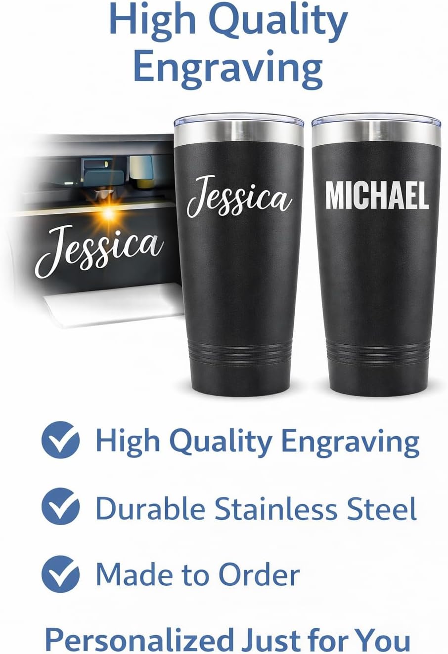 Skiennix Personalized Engraved 20oz Tumbler - Custom Stainless Steel Travel Mug for Men & Women