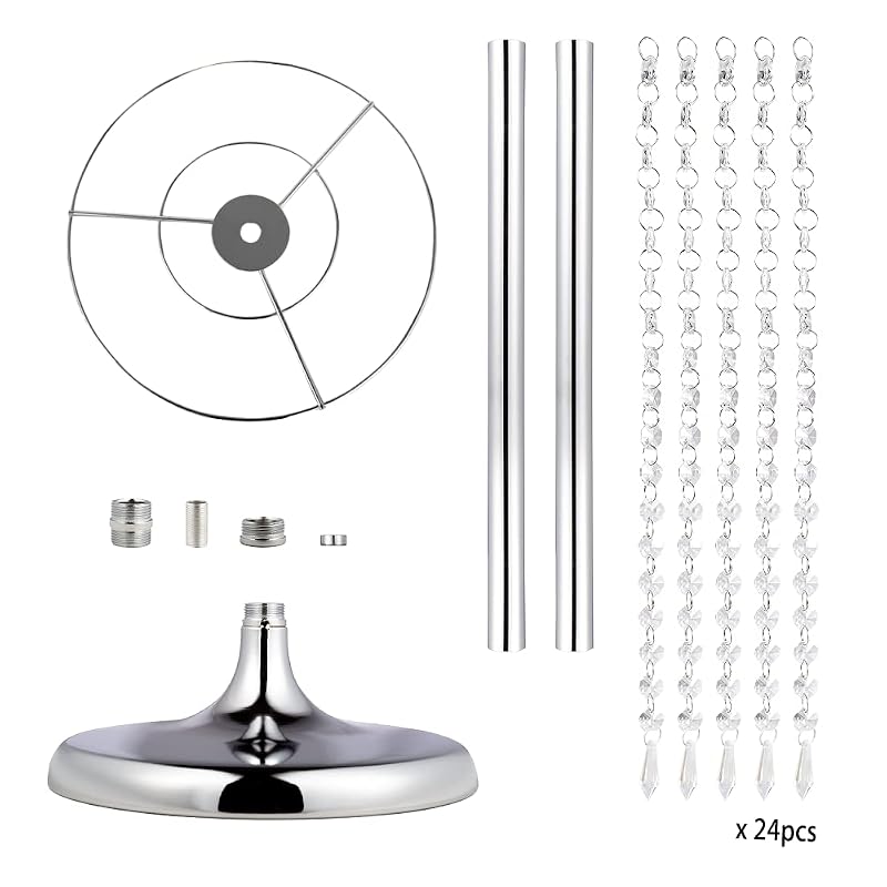Silver Wedding Centerpiece Vases Set of 10 - 35.4in Tall Metal Acrylic Crystal Stands (Variation: Silver+10 Pc - 35.4inch)