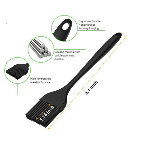 15.5in Basting Mop Brush for BBQ Grilling - Wooden Handle Detachable with 2 Replacement Heads &Silicone Brush - Grill Tools for Outdoor Cooking, Camping, Smoking
