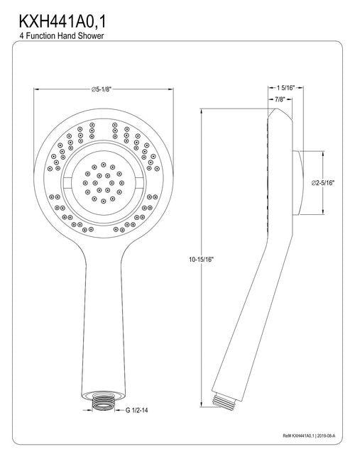 Kingston Brass KXH441A0 Vilbosch Hand Shower Head, Matte Black