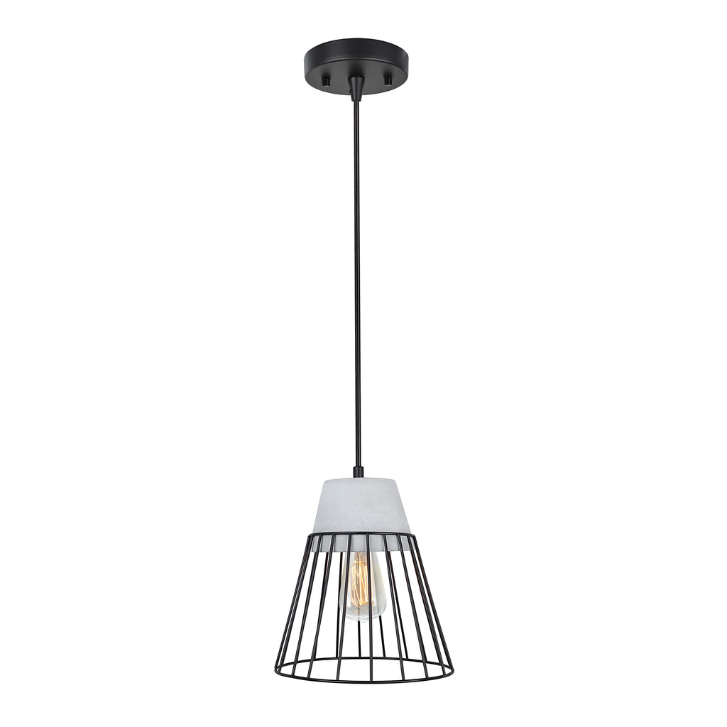 Aspen Creative 61128-11, One-Light Hanging Mini Pendant Ceiling Light, Transitional Design in Cement Finish, 7-1/2" Wide