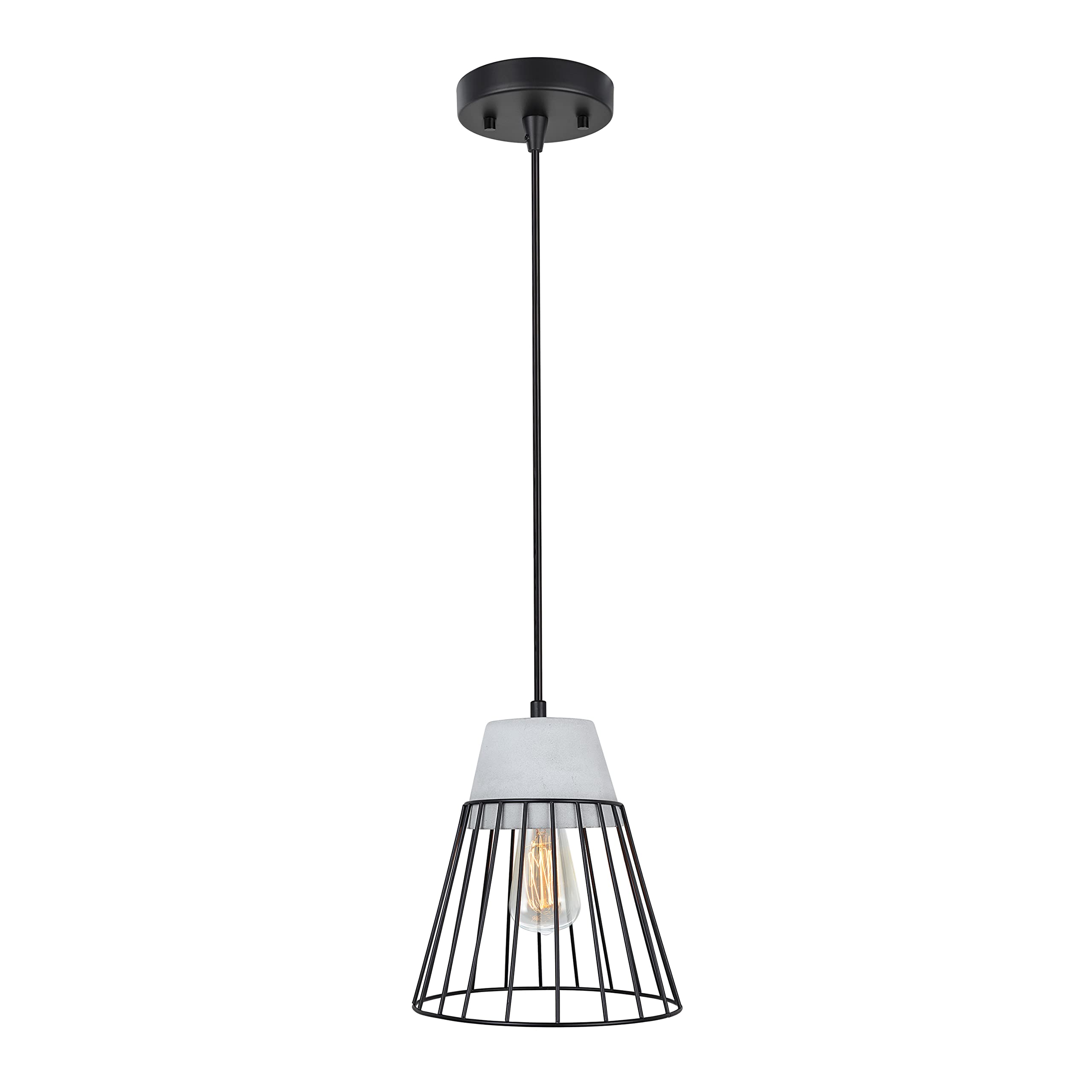 Aspen Creative 61128-11, One-Light Hanging Mini Pendant Ceiling Light, Transitional Design in Cement Finish, 7-1/2" Wide
