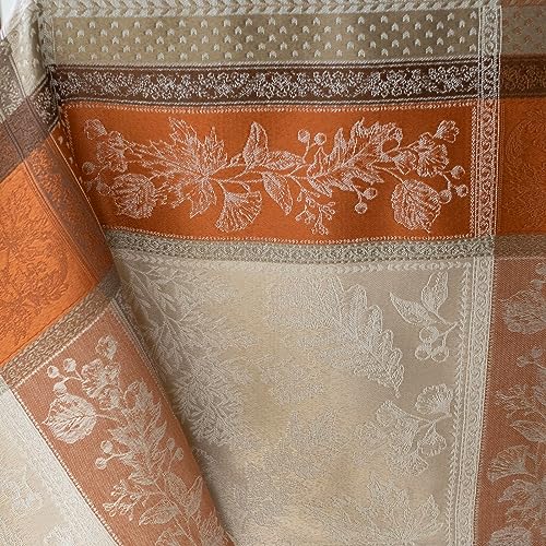 Benson Mills Heirloom Harvest Tablecloth - Terracotta 60x104 Inches, Rectangular, Autumn Foliage Design