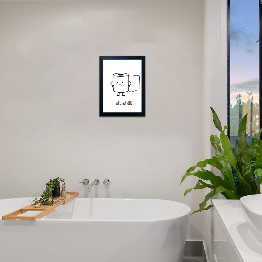 Regine Switzerland Black and White Bathroom Wall Art - Humorous Toilet Paper Canvas Print | Minimalist Decor