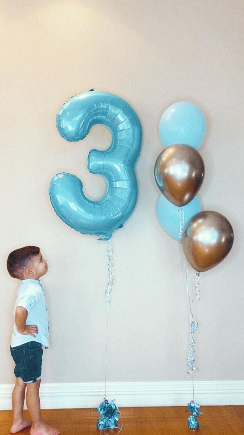 Pearlescent Blue Number 5 Balloon - 40 Inch 5th Birthday Decorations & Party Supplies