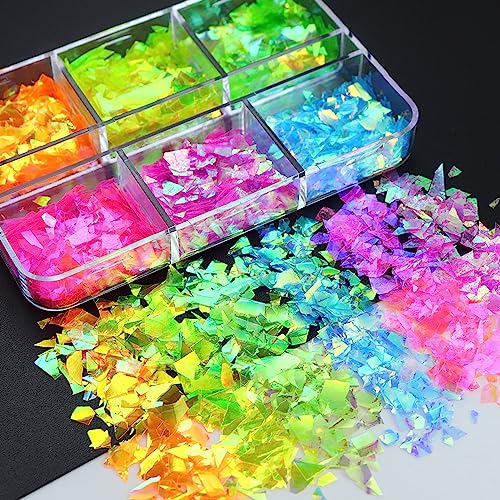 Vezocim 6-Grid Holographic Irregular Nail Art Glitter Set