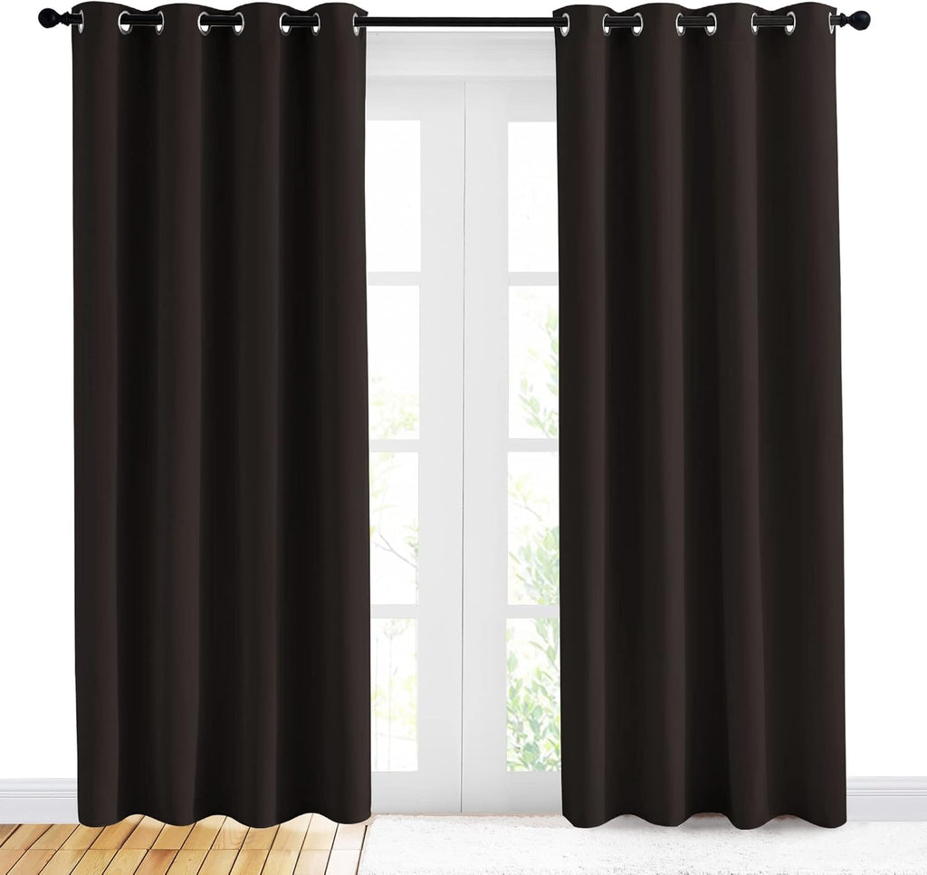 NICETOWN Thermal Insulated Blackout Curtains - Energy Smart Grommet Drapes, 42" x 84", Toffee Brown (2 Panels)