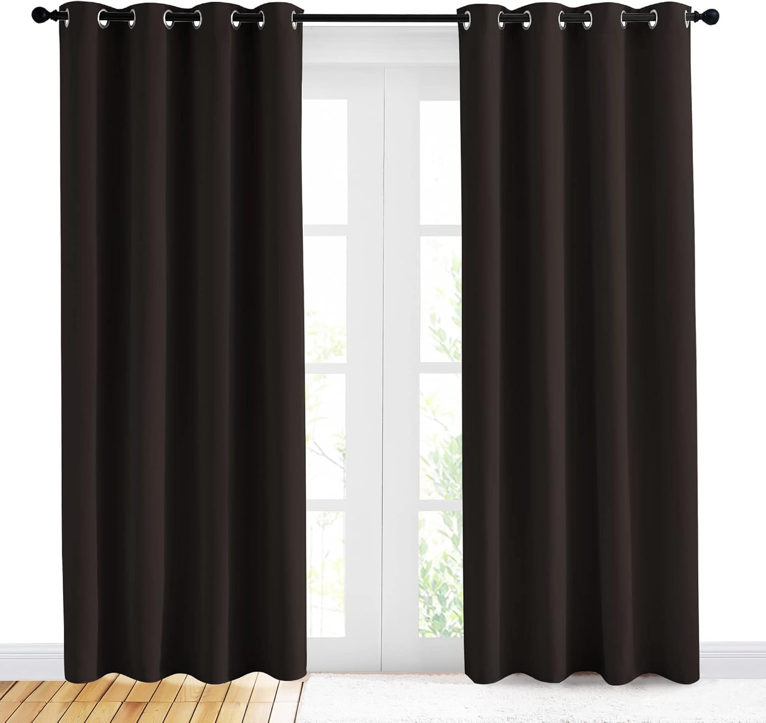 NICETOWN Thermal Insulated Blackout Curtains - Energy Smart Grommet Drapes, 42" x 84", Toffee Brown (2 Panels)