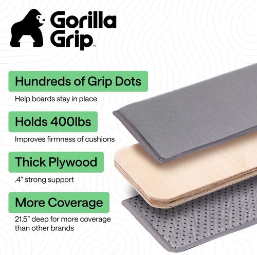 GORILLA GRIP Couch Cushion Support Board - Heavy Duty Fix for Sagging Sofas | 21.5 x 54 Inches, Grey