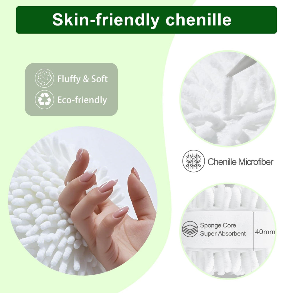 VEIUSHNI 2 Pack Fluffy Ball Hand Towels - Super Absorbent & Quick Dry, Soft Bath & Kitchen Towels for Sink, Bathroom Decor (Gray, White)