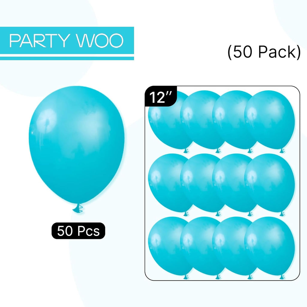 PartyWoo Dark Teal Balloons - 50pcs 12 Inch Turquoise Aqua Blue for Weddings, Graduations & Parties
