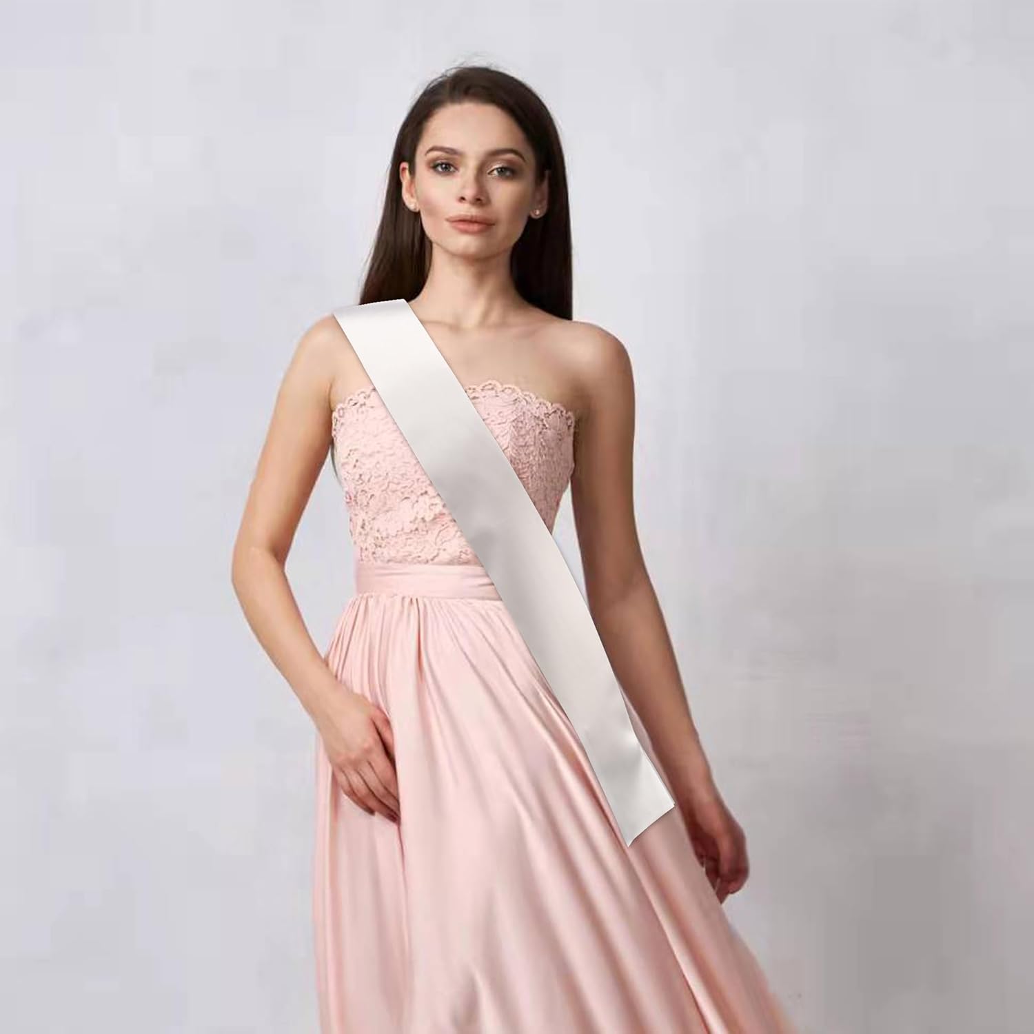 Skiennix 2 Pack White Satin Sashes - Versatile DIY Pageant & Party Decorations with 2 Pins Included