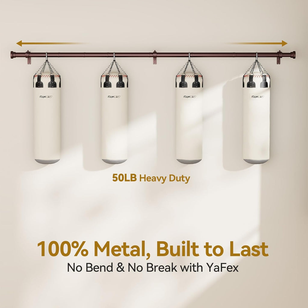 YaFex Curtain Rods - Heavy Duty 1 Inch Adjustable Window Treatment Rods | 32-84 Inch, Bronze Finish