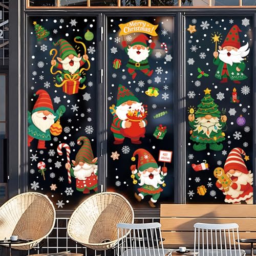 Christmas Elf Window Clings Reusable Static Glass Decals