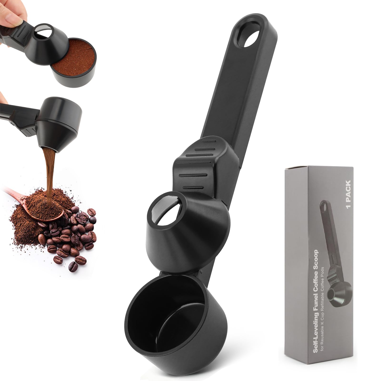 Measuring Scoop with Funnel and Leveler, 2 Tbsp, 0.79 in Tip, ABS