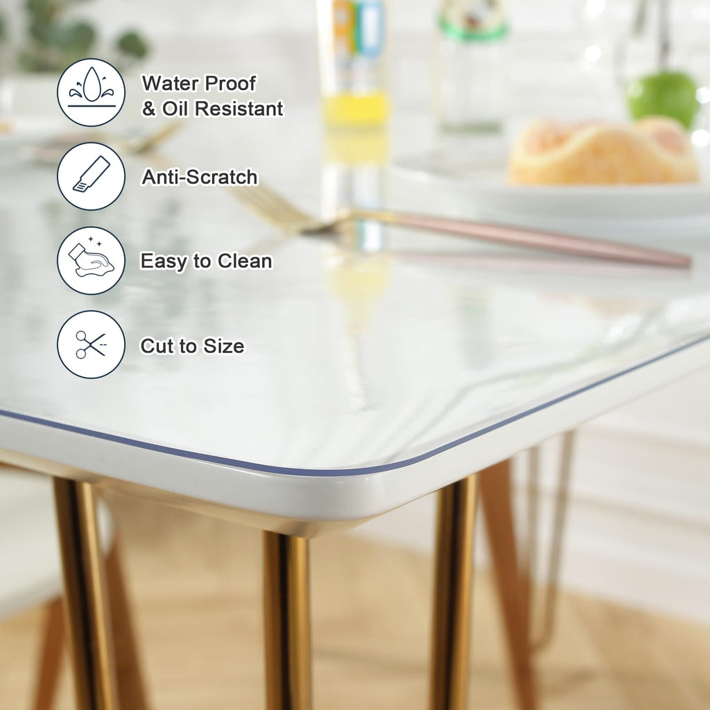 LovePads Clear Table Cover Protector 40 x 72 Inch, 1.5mm Thick Plastic Table Cover, Table Protector for Dining Room Table, Waterproof Vinyl Tablecloth Table Pad Mat for Kitchen, Dresser, Writing Desk