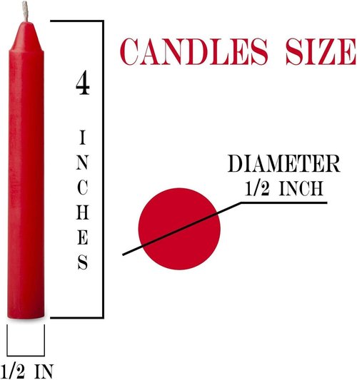Bulk Red Candles by [Brand Name] - 100 Pcs for Christmas Tree Decor - 4 Inch x 1/2 Inch, 1.5 Hour Burn Time