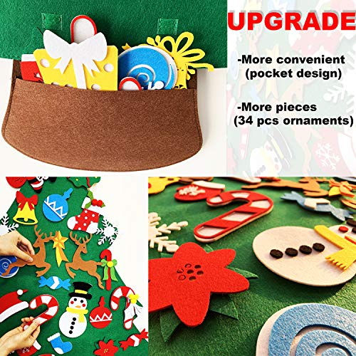 DIY Felt Christmas Tree for Toddlers with 34 Detachable Ornaments - Wall Hanging Holiday Decoration