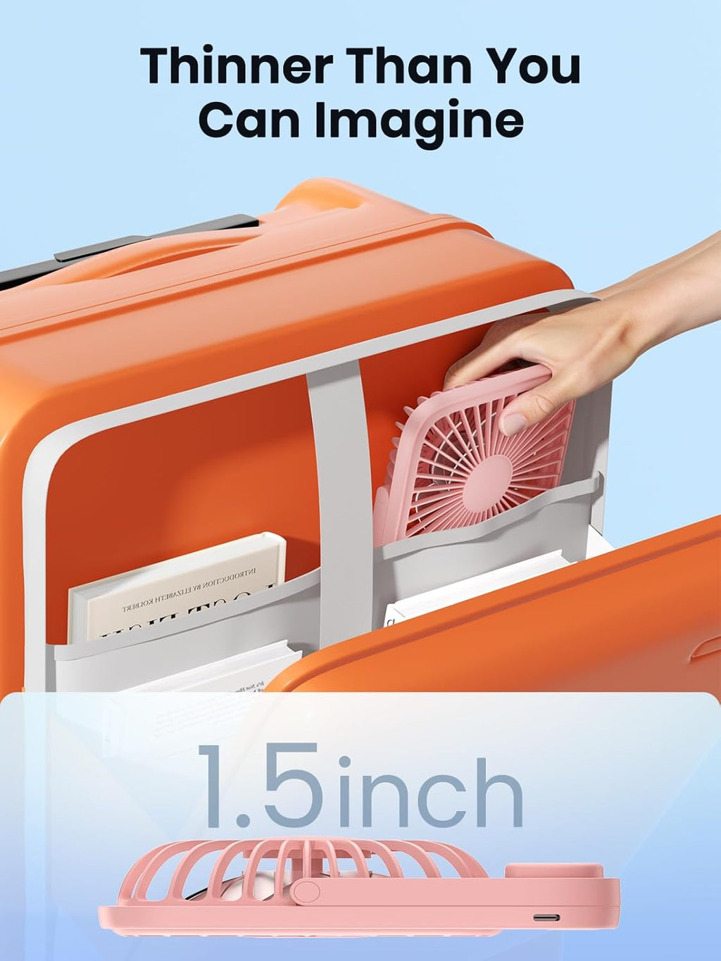 TOPK 5000mAh Portable Desk Fan - Ultra-Thin Rechargeable, Quiet 4-Speed Personal Fan | Ideal for Office & Travel