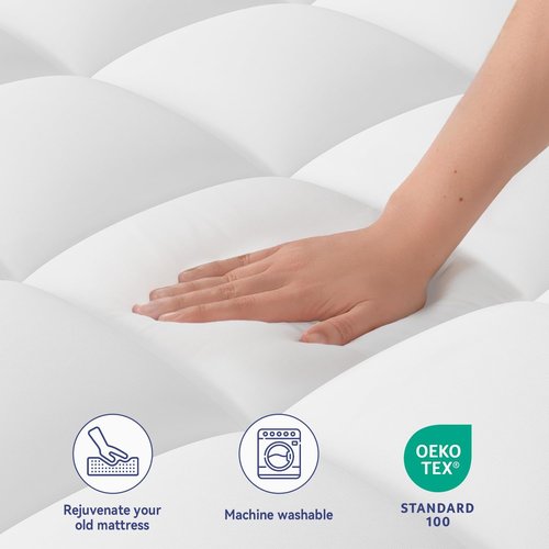 ELEMUSE Twin Mattress Topper - Plush Soft Pillowtop for Back Pain Relief | Extra Thick Deep Pocket Design