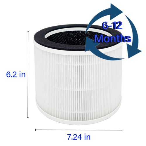 2 Pack AP-T100FL Replacement Filter for HoMedics AP-T100 AP-T95 Smart Air Purifier, 3-in-1, H13 True HEPA with Activated Carbon and Pre-Filter
