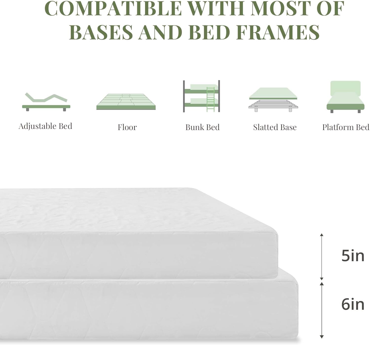 Skiennix 6-Inch Memory Foam Mattress - Medium Firm Support, Pressure Relief, Kids Size, CertiPUR-US Certified
