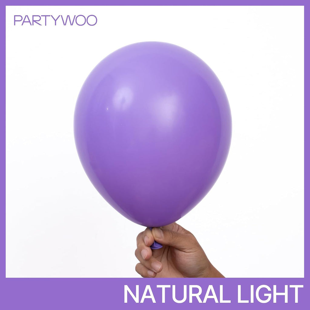 PartyWoo Purple Balloons - 101pcs 12-Inch Latex Balloons for Birthday & Wedding Decor