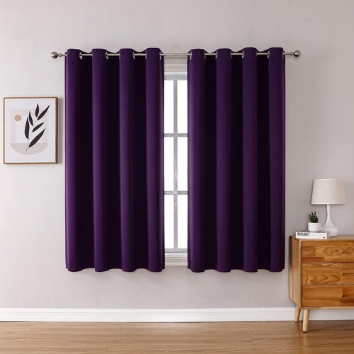 ChrisDowa Grommet Blackout Curtains - Thermal Insulated Room Darkening Panels, Royal Purple, 52W x 63L