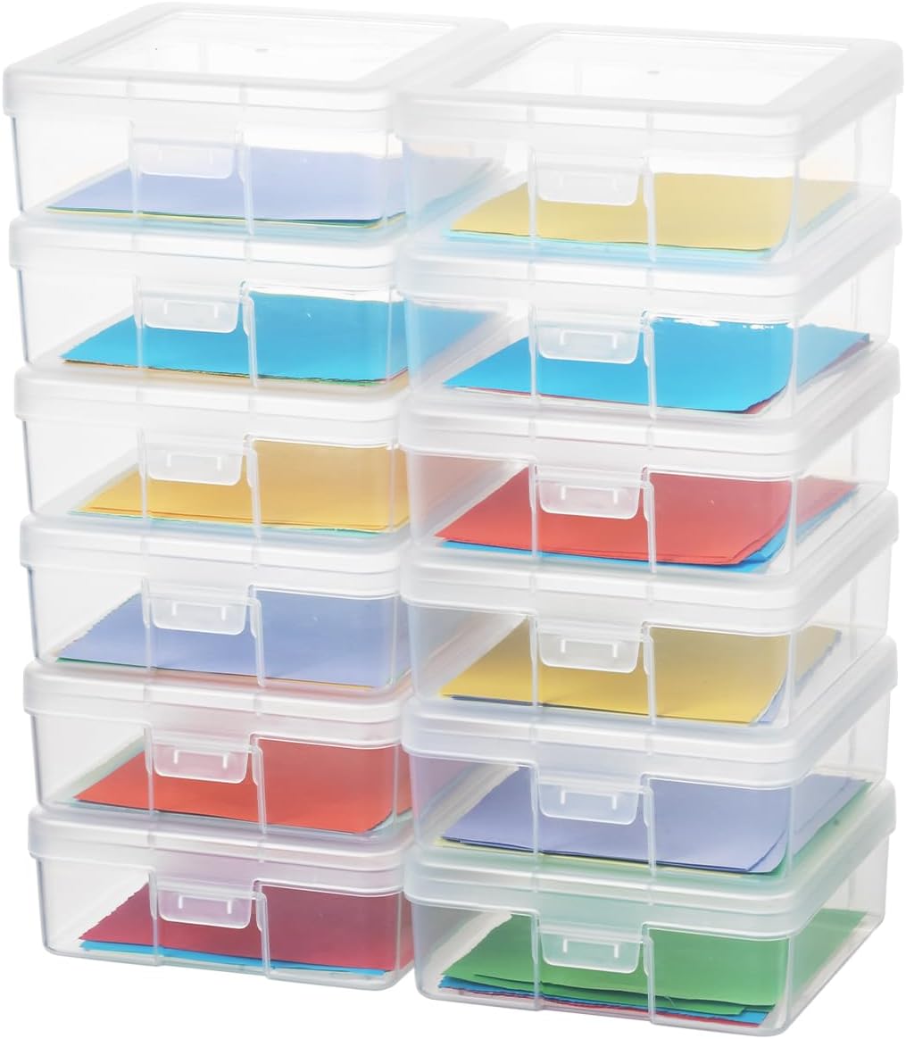 Novelinks Clear Plastic Storage Containers - Stackable Organizers with Lids for Crafts | 12 Pack Small