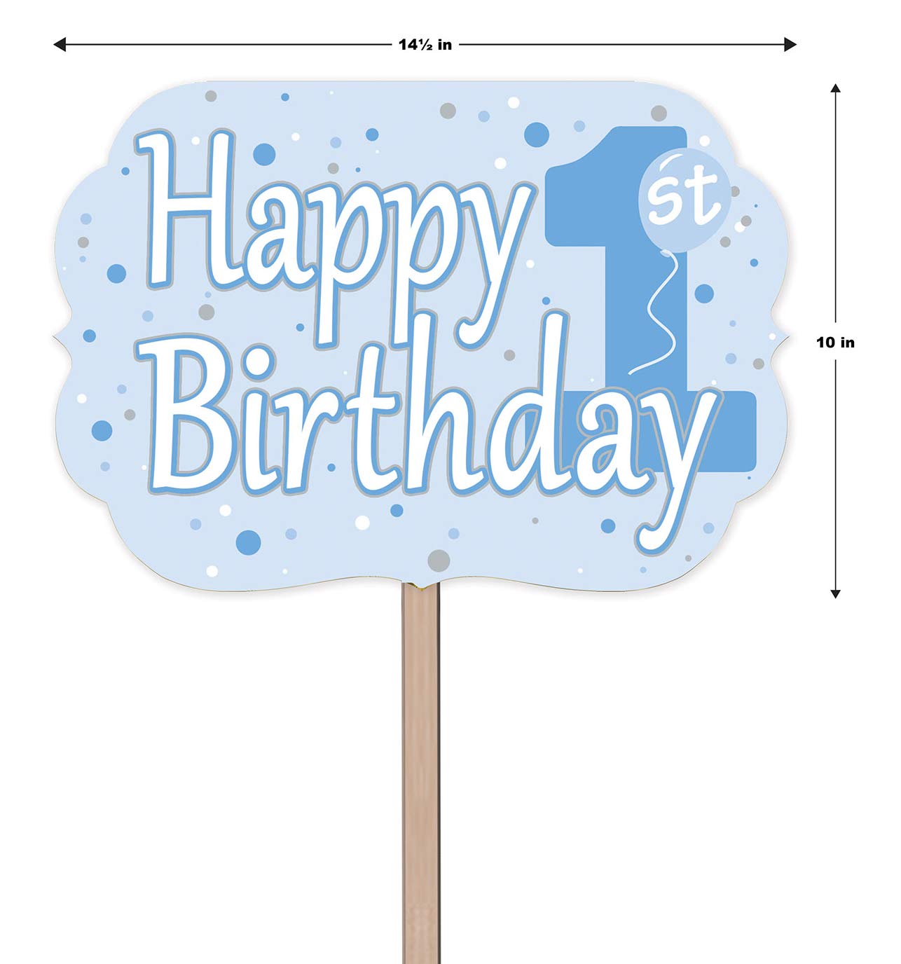 Beistle 3 Piece Happy 1st Birthday Yard Signs With Wooden Stakes - Durable Cardstock - Outdoor Lawn Party Decorations and Supplies