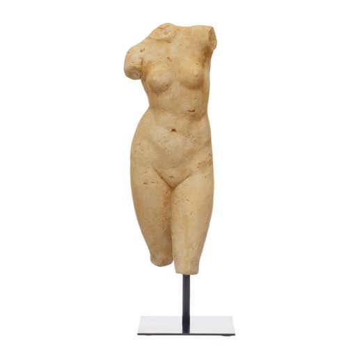 Creative Co-Op Resin Female Body Figure on Metal Stand, Plaster Finish, Natural
