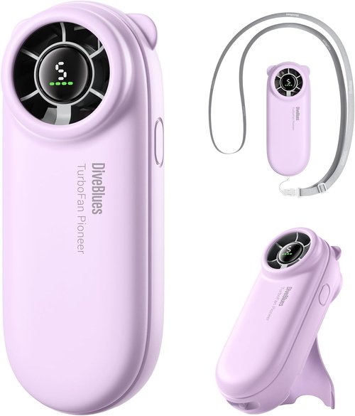 Diveblues TurboBear Portable Handheld Fan - 5-Speed Rechargeable Mini Cooling Fan for Travel