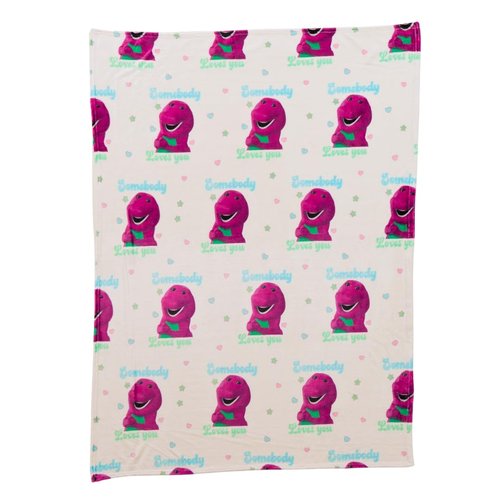 Franco Collectibles Barney Heart Retro Bedding Super Soft Cozy Plush Throw, 46 in x 60 in, (Officially Licensed Product)