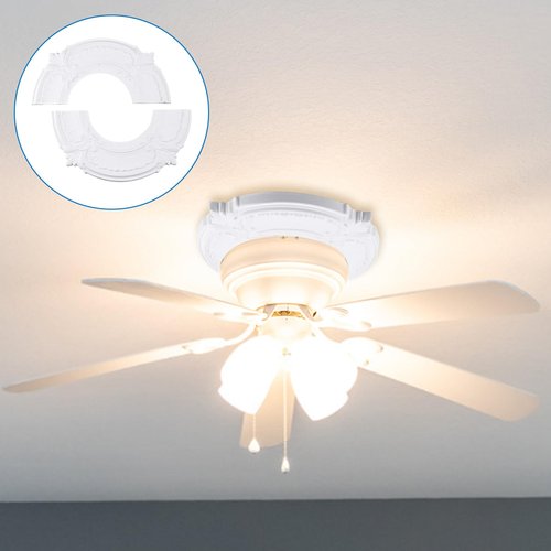 INCREWAY Split Design 12 Inch Ceiling Medallion for Lights & Fans - 5 Inch Cutout, Detachable PU Segments, Easy Install, White Ceiling Plate Decor