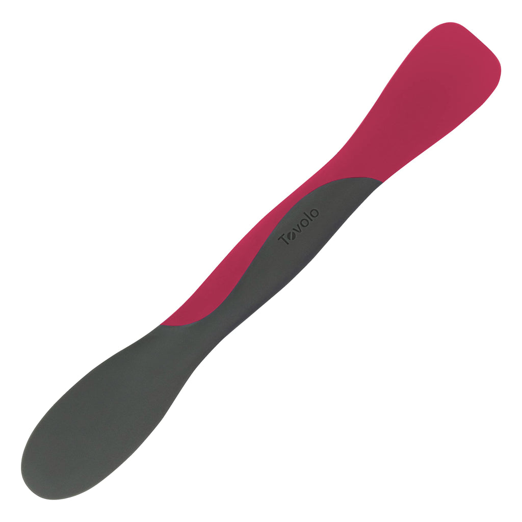 Tovolo Mini Scoop and Spread Tool for Kitchen Meal Prep Small Sandwich Spreader Spatula for Peanut Butter Jelly, Silicone BPA Free Dishwasher Safe Scooper Spreader, Charcoal Gray and Viva Magenta