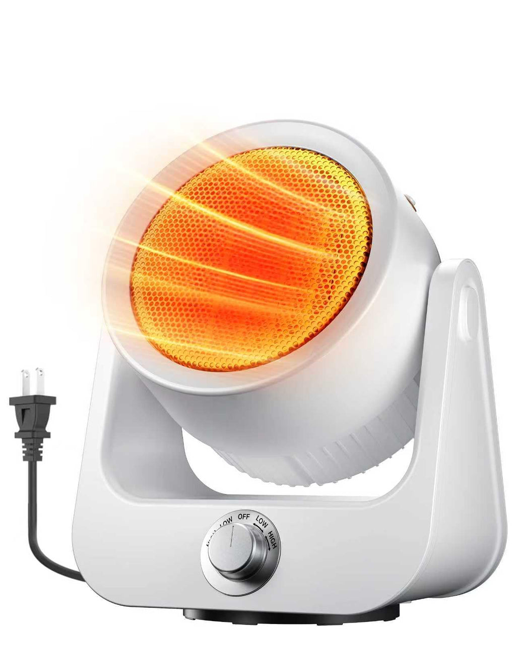 Electric Space Heaters For Indoor Use, 100°unlimited Oscillating, 2S Instant Heating, 1500WPTC Ceramic Electric Patio Heaters For HomeOffice, Tip-Over & Overheat Protection, 2 Heating Modes, SnowWhite