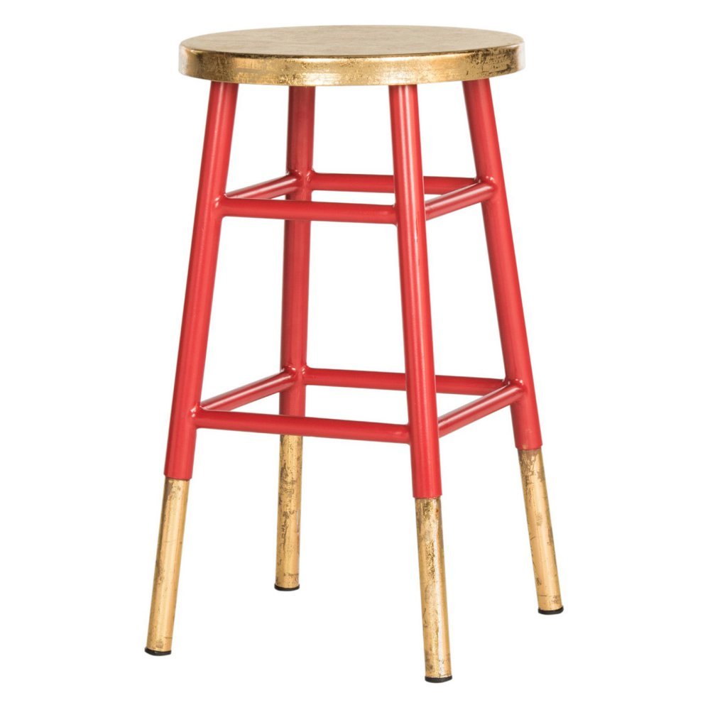 Safavieh Home Collection Emery Red and Dipped Gold Leaf 24-inch Counter Stool