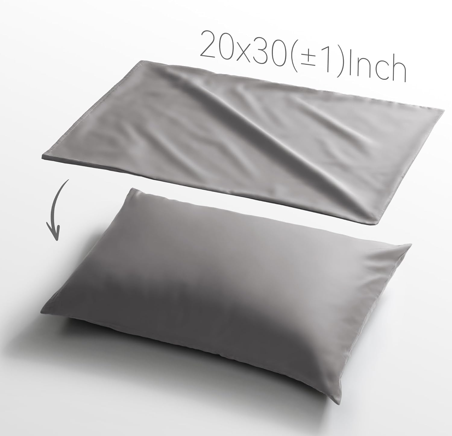 Skiennix 100% Cotton Pillowcase - Gray Queen Size with 500 Thread Count | Envelope Closure for Hair Care - 20x30 Inches