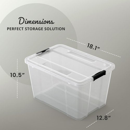 Lifetime Appliance Parts 34 Qt. Clear Plastic Storage Bin Tote - Ultra Durable Lid & Secure Latching Buckles