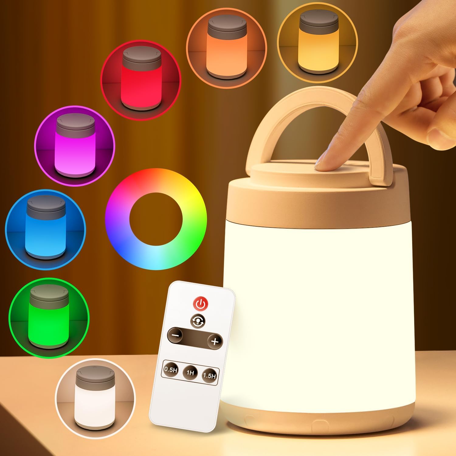 One Fire Night Light - Portable Kids Night Light with 10 Colors & Remote Control | Rechargeable Touch Lamp
