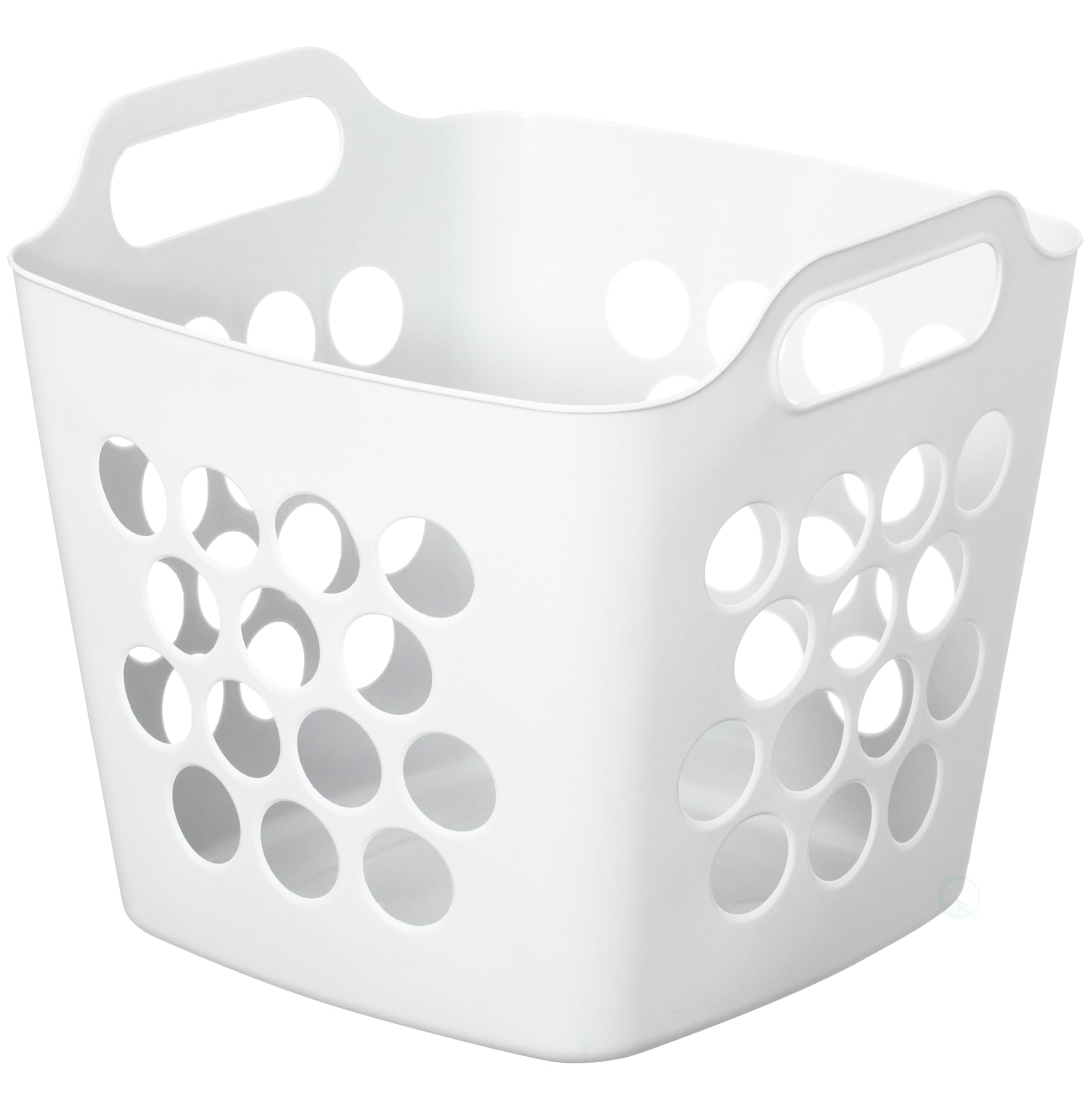 Flexible Plastic Laundry Basket - Square Storage Hamper with Side Handles for Easy Carrying - Versatile Organizer for Laundry, and Household Storage, 28 Litter White