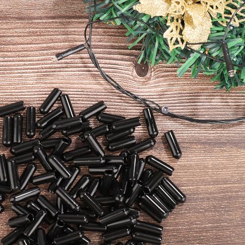 200pcs Black No Glow Caps for String Lights, Christmas Outdoor Yard Decor