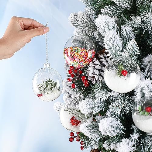 24 Clear Glass Christmas Ornaments - DIY Holiday Tree Decorations 3.15 Inch