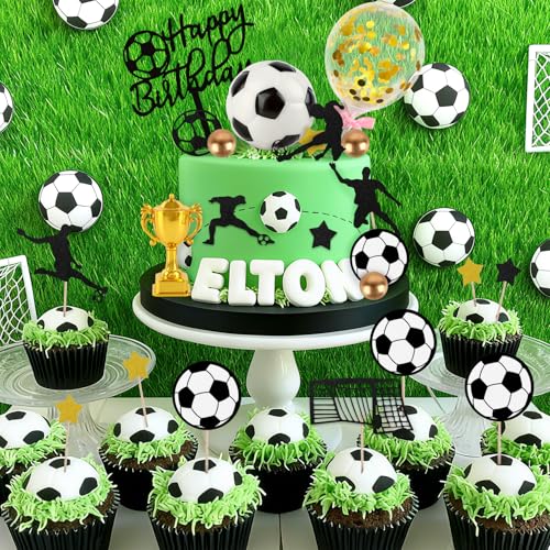 Hooqict 28Pcs Soccer Cake Decorations Set for Birthday Parties